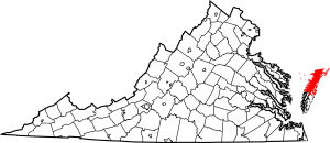 Map of Virginia, Highlighting Accomack County