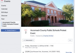 Screenshot of Facebook Event for Accomack County Protest