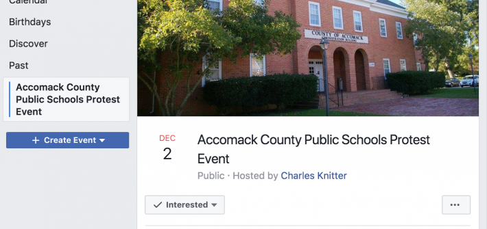 Screenshot of Facebook Event for Accomack County Protest